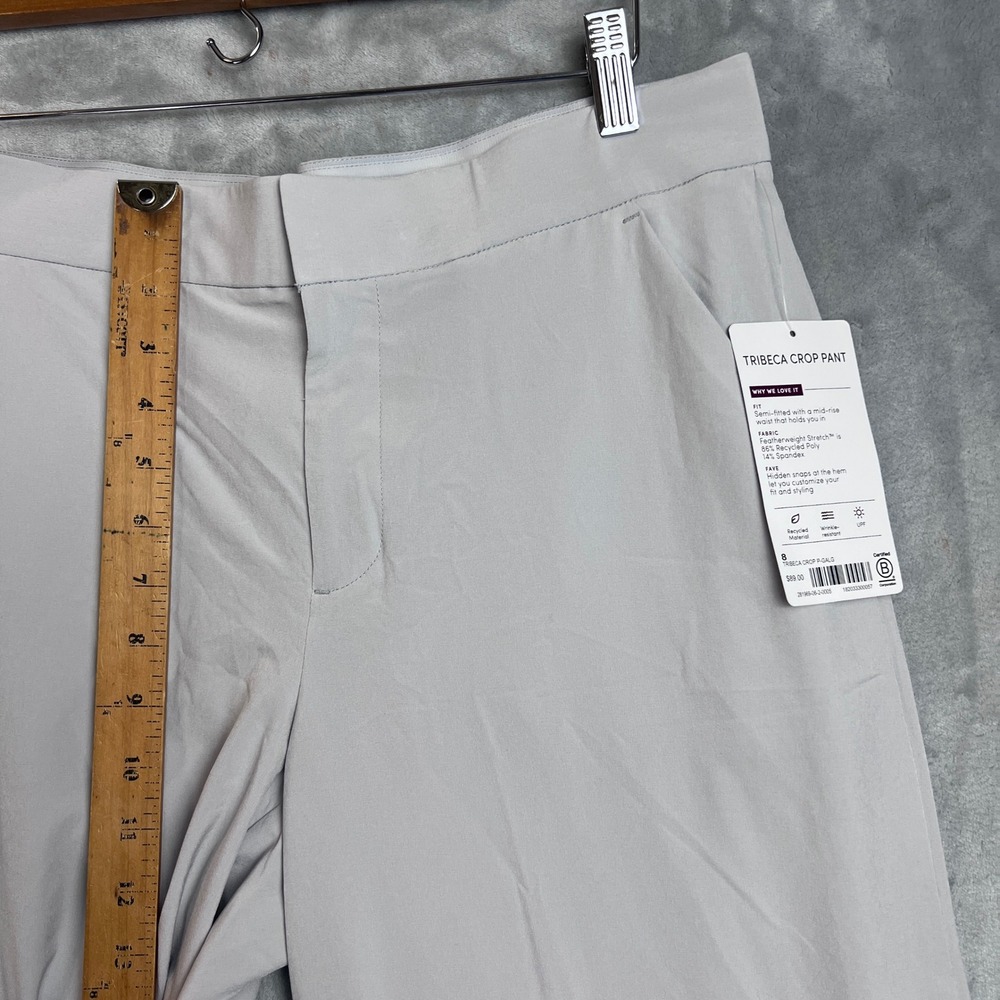 Athleta Tribeca Crop Pant Light Grey Wide Leg Snap Hem 281969 Size 8 NWT - Picture 5 of 13